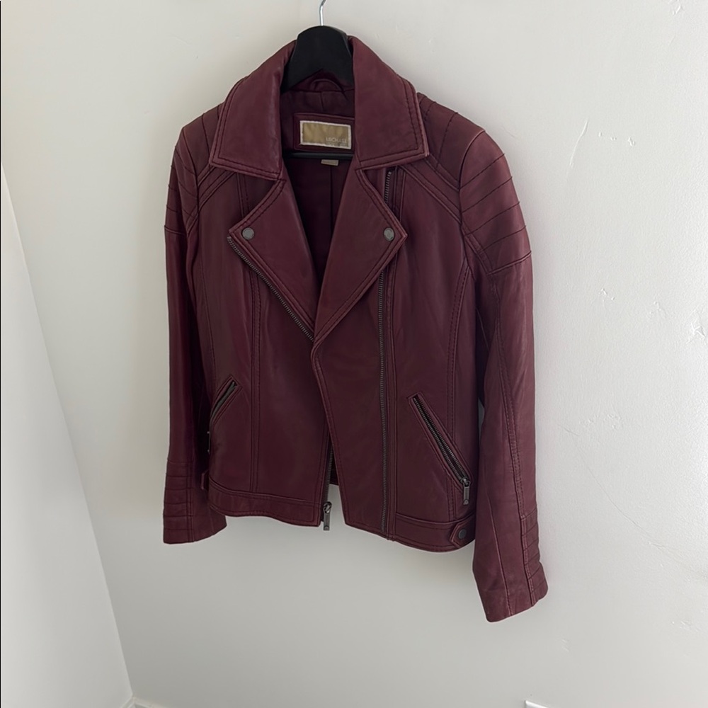 Michael Kors Deep Red genuine Leather Jacket
